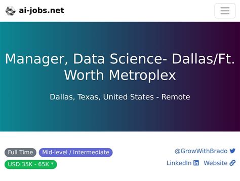 Hiring Manager Data Science Dallasft Worth Metroplex Remote R