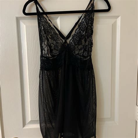 Black Lace Sheer Lingerie Dress Also Adjustable Depop