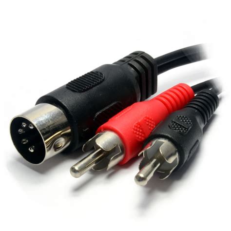 Kenable Pin Din Male Plug To Twin Rca Phono Plugs Screened Cable M