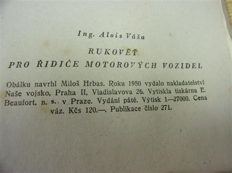 Kniha RUKOVĚŤ PRO ŘIDIČE VOZIDEL auto veterán ŠKODA 1101 Tudor 1950