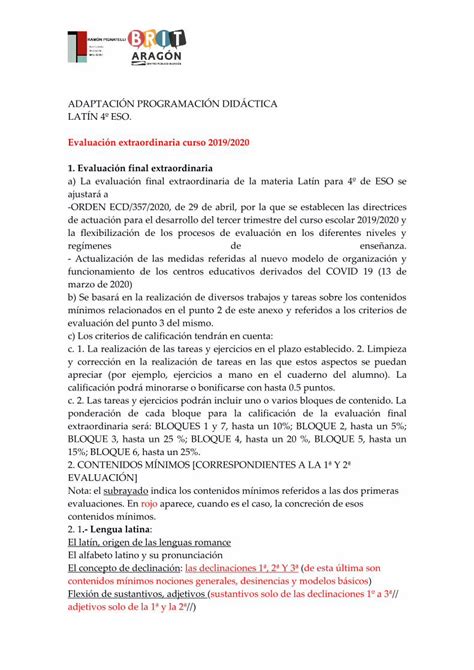 Pdf AdaptaciÓn ProgramaciÓn DidÁctica LatÍn 4º Eso · El Alfabeto