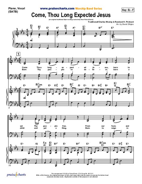 Come Thou Long Expected Jesus Sheet Music PDF Traditional Carol