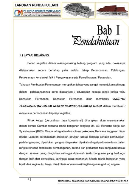 Laporan Pendahuluan Konsep Perencanaan Bangunan Pdf