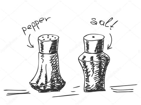 Pepper Shaker Drawing Hand Drawn Salt And Pepper Shakers Stock