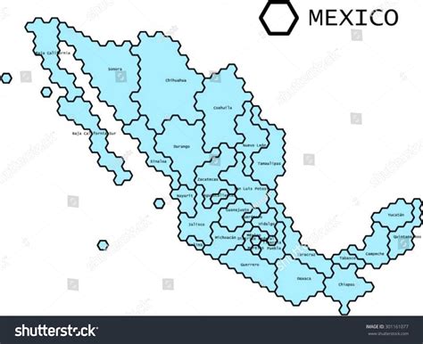 Labeled Vector Map Mexico States Lines Vector De Stock Libre De