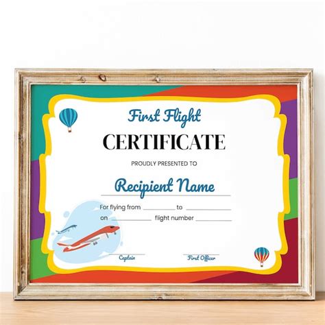 My First Flight Certificate Template Etsy