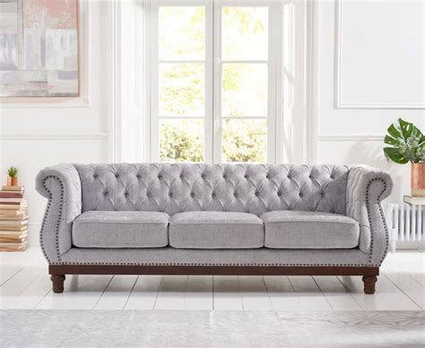 Stylish Light Grey Plush Velvet Fabric Seater Sofa Homegenies