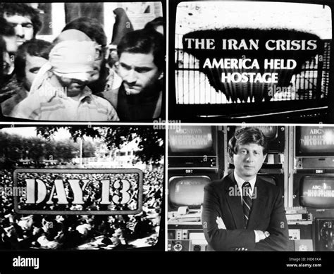 America Held Hostage Ted Koppel Abc Monitor Shots Of His Nightly