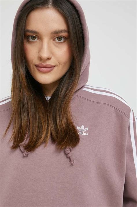 Кофта adidas Originals женская цвет розовый с капюшоном однотонная ...