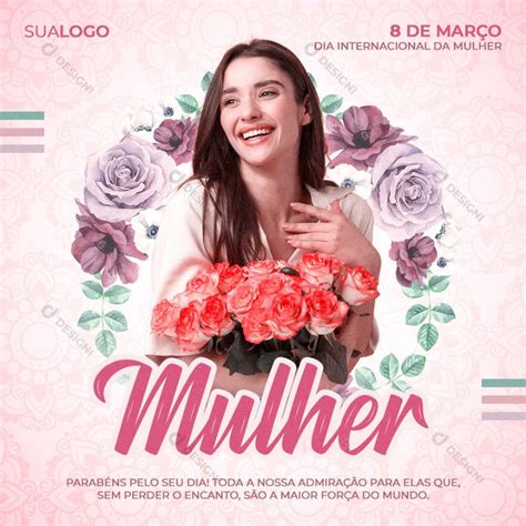 Dia da Mulher 8 de Março Social Media Post PSD Editável download