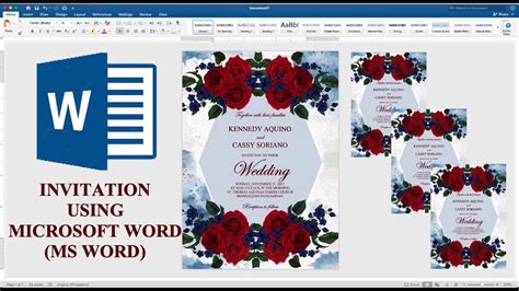 Navy Blue With Red Roses How To Make Wedding Invitation In Microsoft