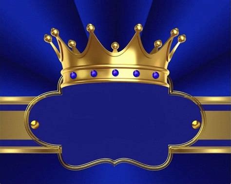 A Blue And Gold Background With A Crown