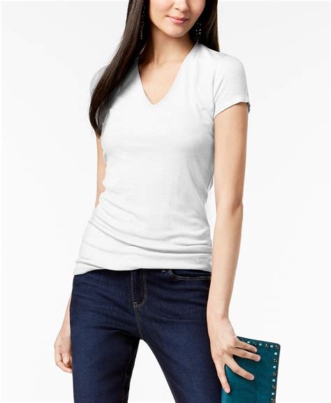 Inc International Concepts Short Sleeve Ribbed V Neck Top Created For Macys Macys