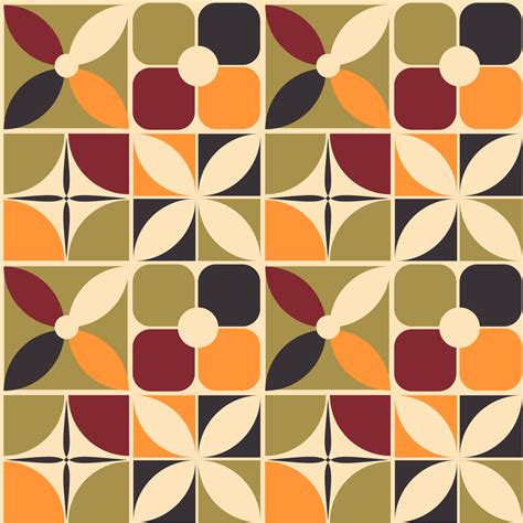 70s Retro Vintage Mid Century Modern Seamless Pattern With Simple