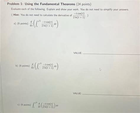 Solved Roblem 1 Using The Fundamental Theorems 24 Points Chegg