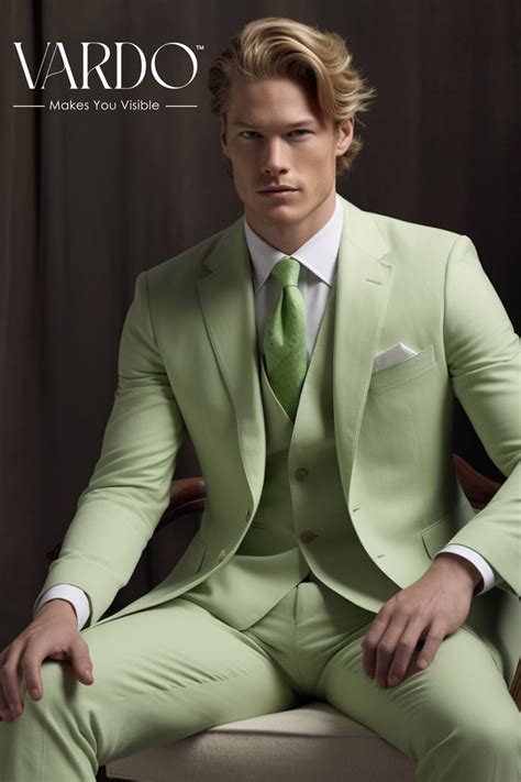 Buy Mens Mint Green Notch Lapel 3 Piece Suit Sleek Tailored Online In