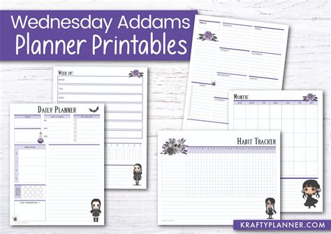 Free Printable Wednesday Addams Planning Pages — Krafty Planner