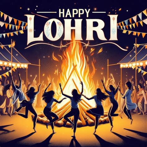 Premium Ai Image People Dancing Lohri Indian Holiday Background