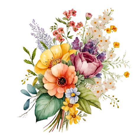 Flower Bouquet Watercolor Clipart 23654909 Png