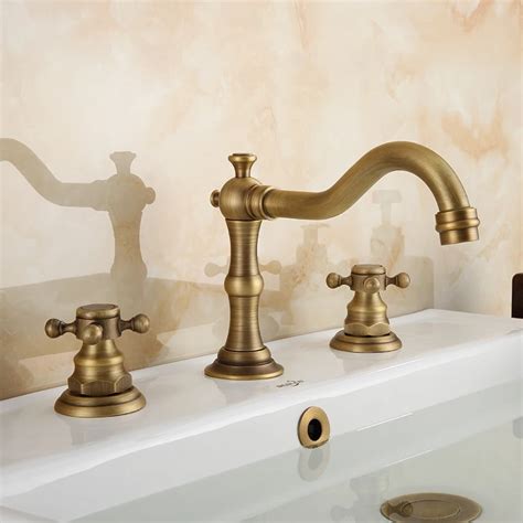 European Antique Kitchen Faucet Bronze Brass Brushed Three Hole Basin