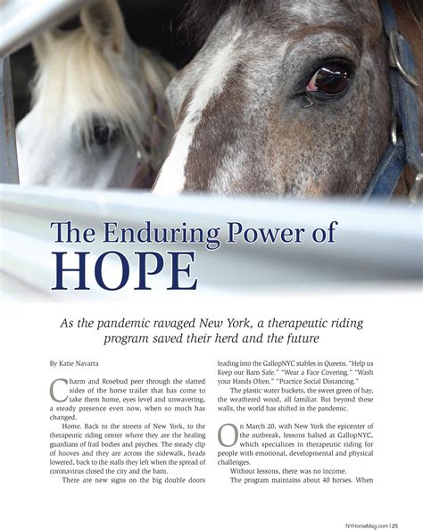 New York Horse Magazine: “The Enduring Power of Hope.” — GallopNYC