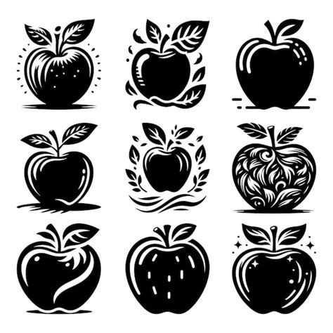 Premium Vector Vector Set Of Apple Silhouette With A White Background