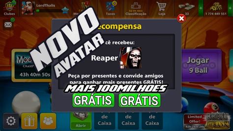 AVATAR NOVO DA CAVEIRA GRÁTIS NO 8 BALL POOL 100 MILHÕES DE FICHAS