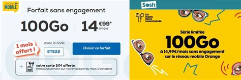 Forfait 100 Go en promo à vie à 14 99 Sosh ou La Poste