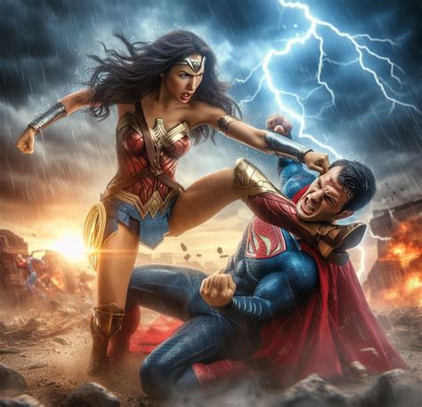 Superman Vs Wonder Woman 5 Knockout Kick By Ivandrago186 On Deviantart