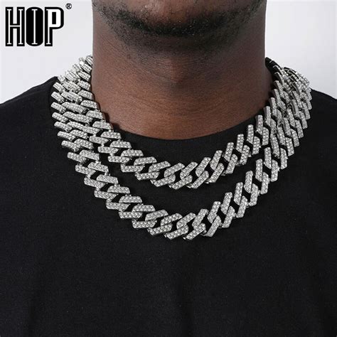 Hiphop Cadena Cubana Con Diamantes De Imitaci N Incrustados Para Hombre