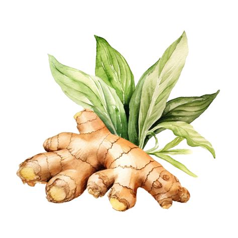 Watercolor Ginger Herb Clip Art Watercolor Hand Draw Png Transparent