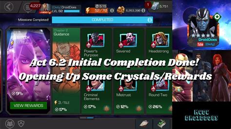 Act 62 Initial Completion Done Opening Up Some Crystalsrewards Marvel Contest Of Champions