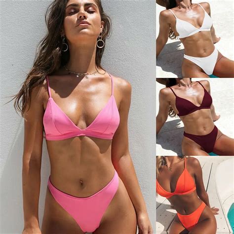 Women Bikini Set Bandage Swimsuit Swimwear Push Up Padded Bra Bathing