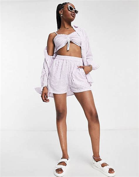 Miss Selfridge Gingham Set In Lilac Asos