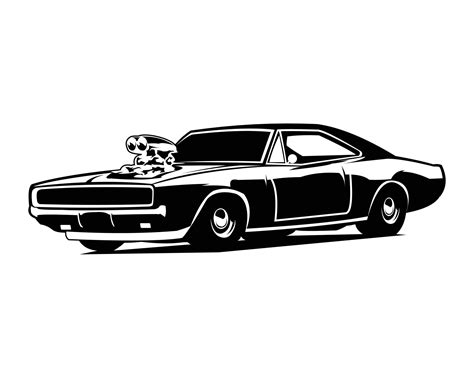 Dodge Charger Car Silhouette Isolated White Background Showing From