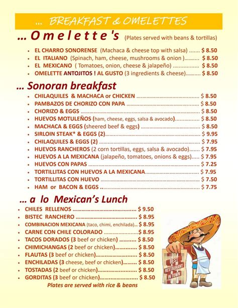 Menu At Antojitos Mexicanos Restaurant Nogales