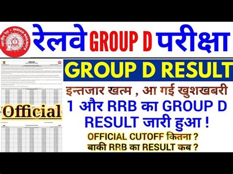 RRC GROUP D RESULT OUT एक और RRB क GROUP D RESULT आय बक RRB क