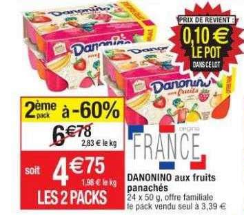 Promo Danonino Aux Fruits Panachés chez Cora