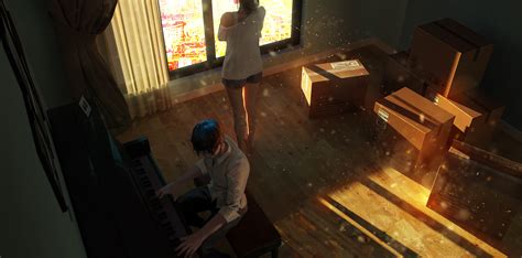 Anime Boys Anime Girls Music Piano Original Characters Laxy Wallpaper ...