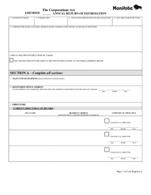 Fillable Online Companiesoffice Gov Mb AMENDED ANNUAL RETURN OF