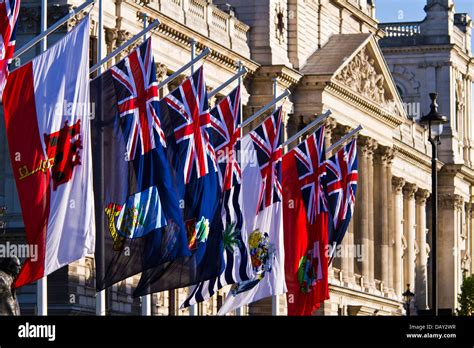 British overseas territories flags flying in Parliament square, London Stock Photo - Alamy