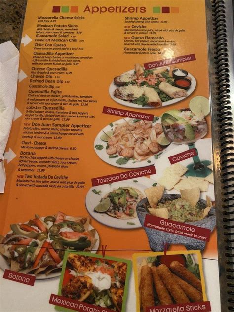 Menu At Don Juan Mexican Restaurant Brighton Brighton