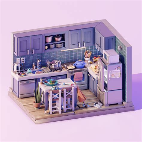 Sandras Kitchen Diorama On Behance