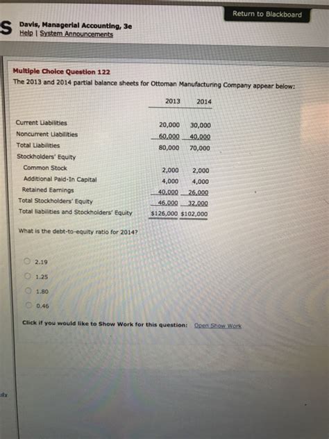 Solved Return To Blackboard Davis Managerial Accounting E Chegg