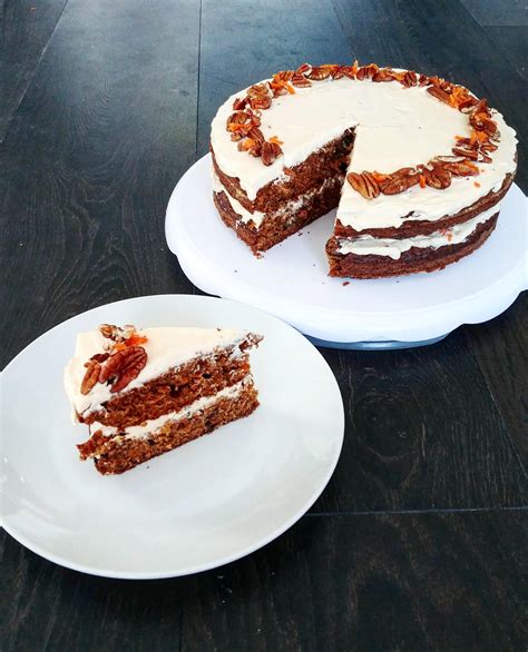 Homemade Carrot Pecan Cake With Maple Cream Cheese Frosting Rfood