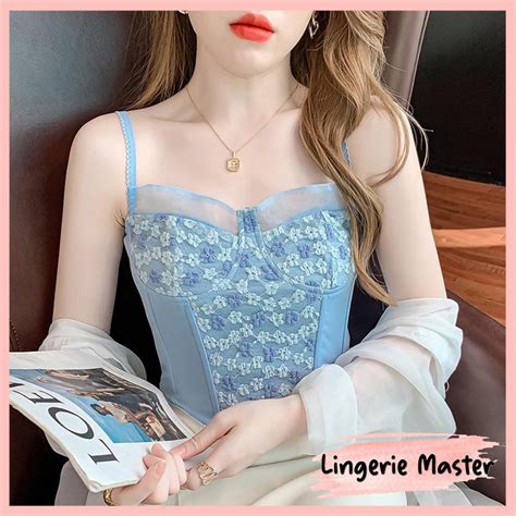 Jual LINGERIE MASTER B Tanktop Fashion Wanita Tanktop Jennie Crop Top Bunga Atasan