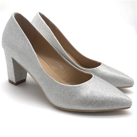 Shoes Dress Shoe Silver Chunky Heel Closed Pointed Toe Poshmark