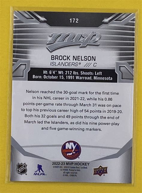 2022 23 Upper Deck MVP Silver Script 172 Brock Nelson For Sale