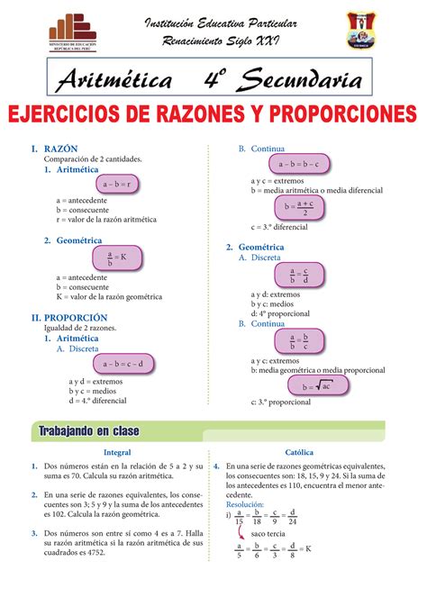 Proporciones Para Segundo De Secundaria Fichas De Trabajo Images