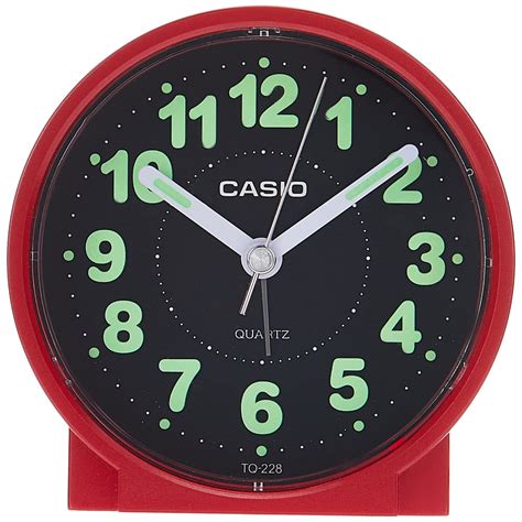 Casio Clock Black Dial Red Case Alarm Clock Tq 228 4df P H2 Hub